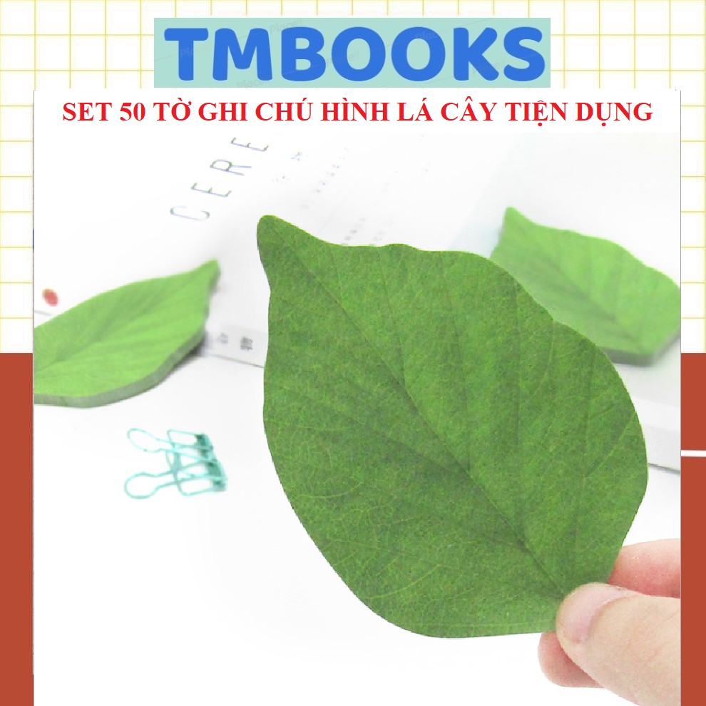 Set 50 tờ giấy dán ghi chú hình lá cây dễ thương tiện dụng - Ghi Chú TMBOOKS
