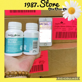 (Date 2023) Viên uống bổ não Healthy Care Ginkgo Biloba 2000 mg, Úc (100 viên) tăng tuần hoàn