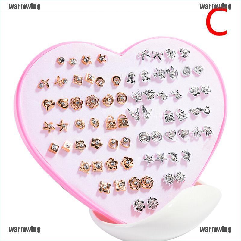 Set 36 Đôi Bông Tai Hoa Đính Đá Thời Trang Cho Nữ