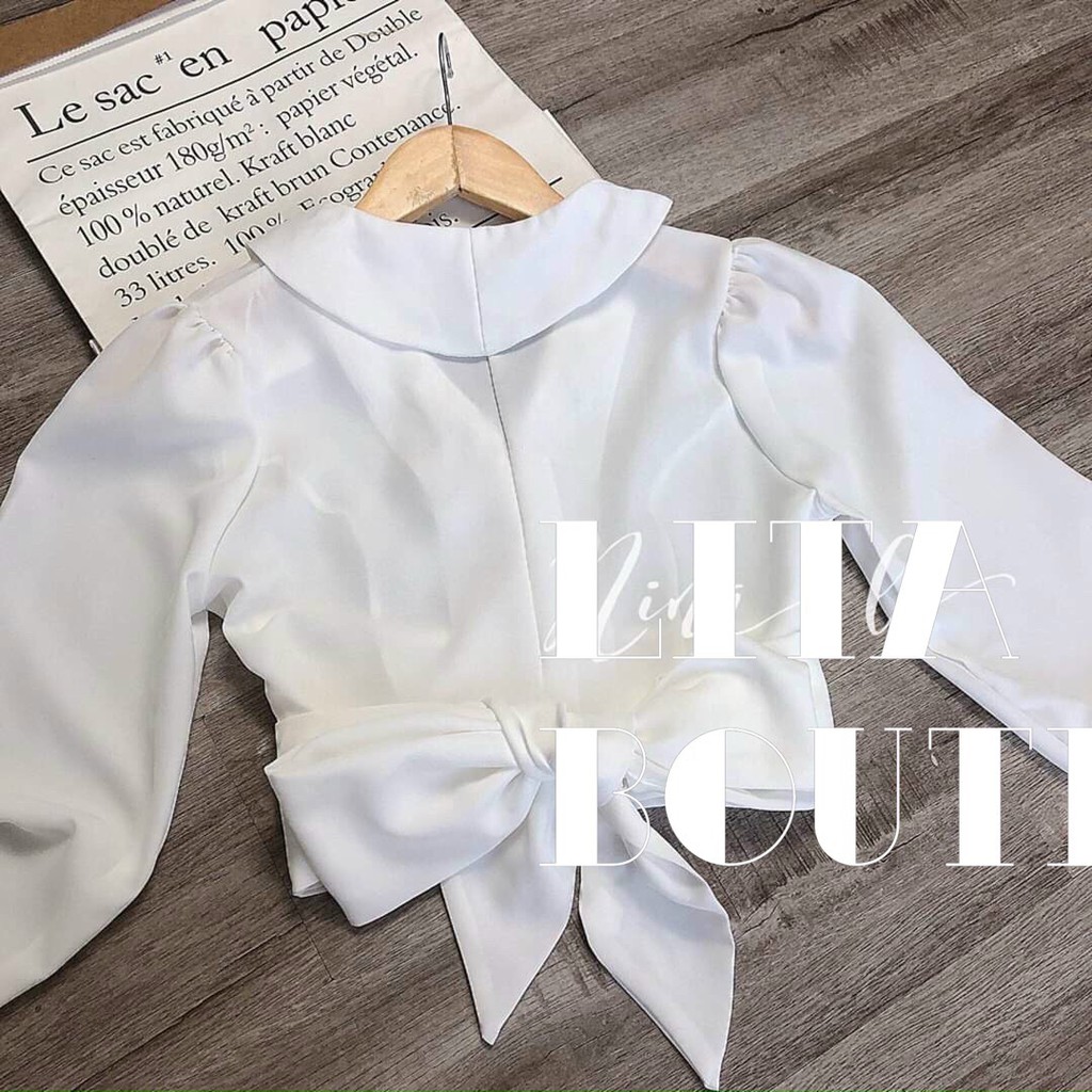 ÁO CROPTOP CÚC BỌC BUỘC NƠ SAU DÀI TAY