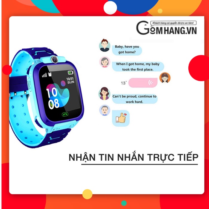 Đồng hồ thông minh trẻ em Q12 Định vị LBS Chống nước IP67 Nút SOS thông báo khẩn cấp Nghe gọi 2 chiều -Gomhangvn