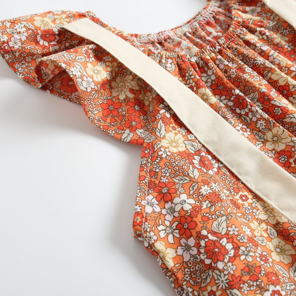 Áo Liền Quần Sanlutoz Làm Bằng Cotton Thiết Kế Không Tay Họa Tiết Hoa