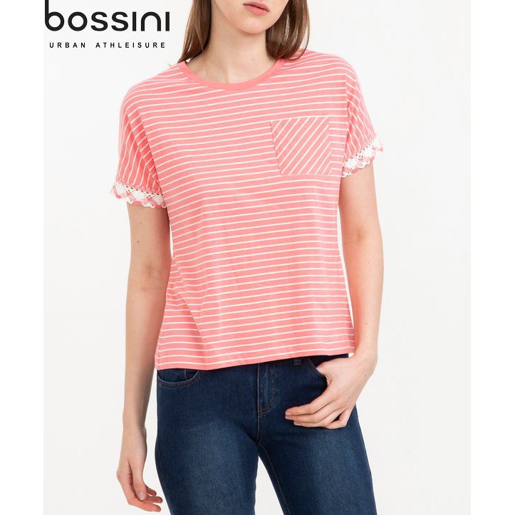 Áo thun sọc tay viền ren nữ Bossini 620109090
