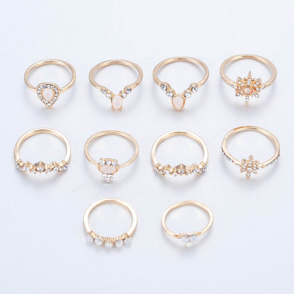 Bộ 10 nhẫn đính đá phong cách độc đáo dành cho phái nữ