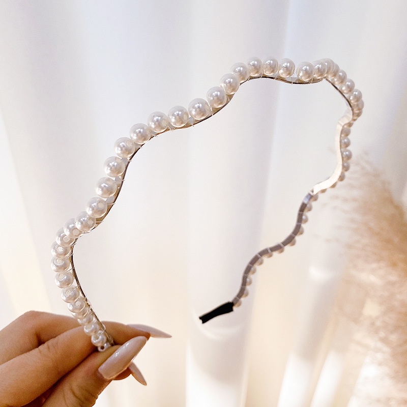 Băng Đô Cài Tóc Đính Ngọc Trai Nhân Tạo Phong Cách Hàn Quốc Thời Trang Cho Nữ