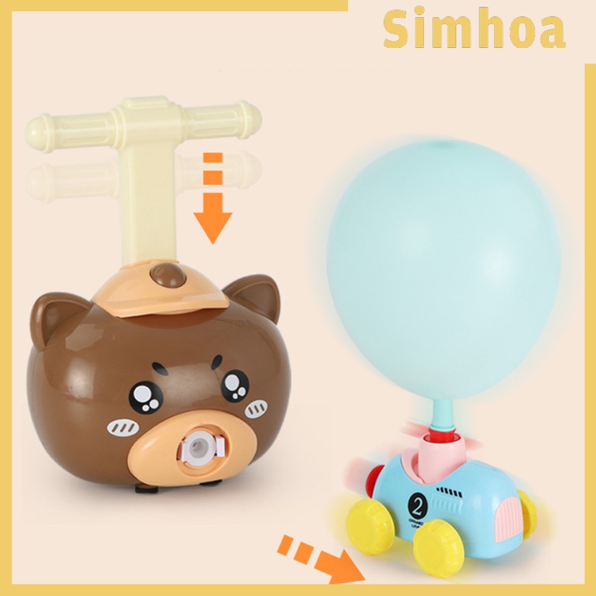 [SIMHOA] Children Inertial Power Balloon Car Inflatable Stem Balloon Pump Cars Racer Toy