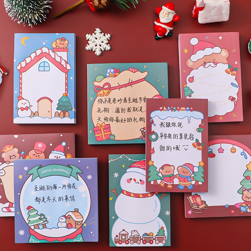 Set 50 giấy ghi chú mini họa tiết hoạt hình giáng sinh dễ thương