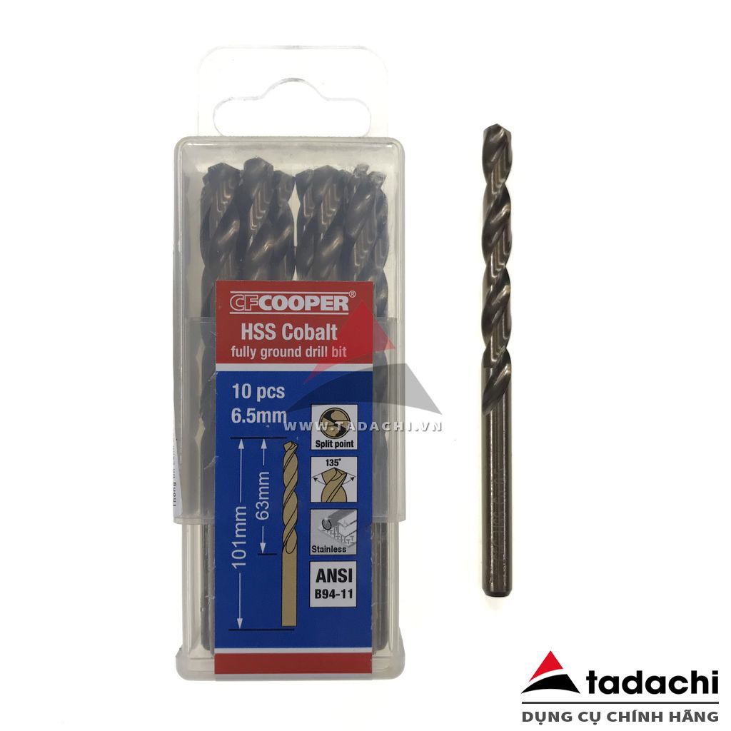 Mũi khoan thép, Inox HSS-Cobalt 5% 5.0-10.0mm CFCooper  | DCSG