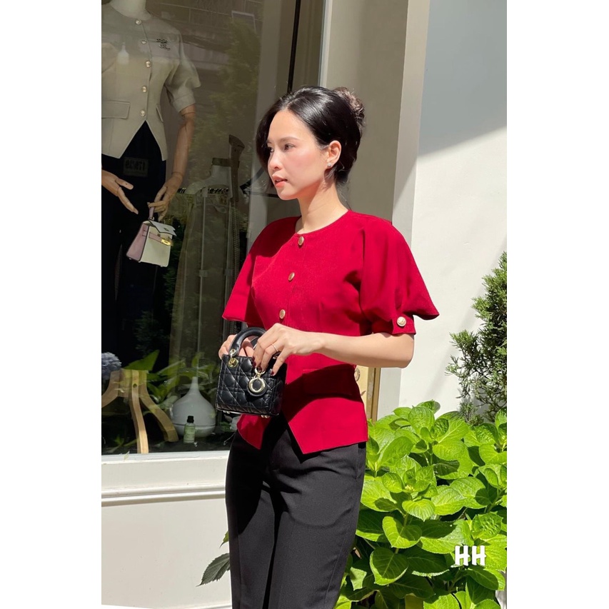 [Mã FAMARAL1 giảm 10K đơn 50K] ÁO ĐỎ CHÉO VẠT CÚC ĐỒNG TAY DƠI