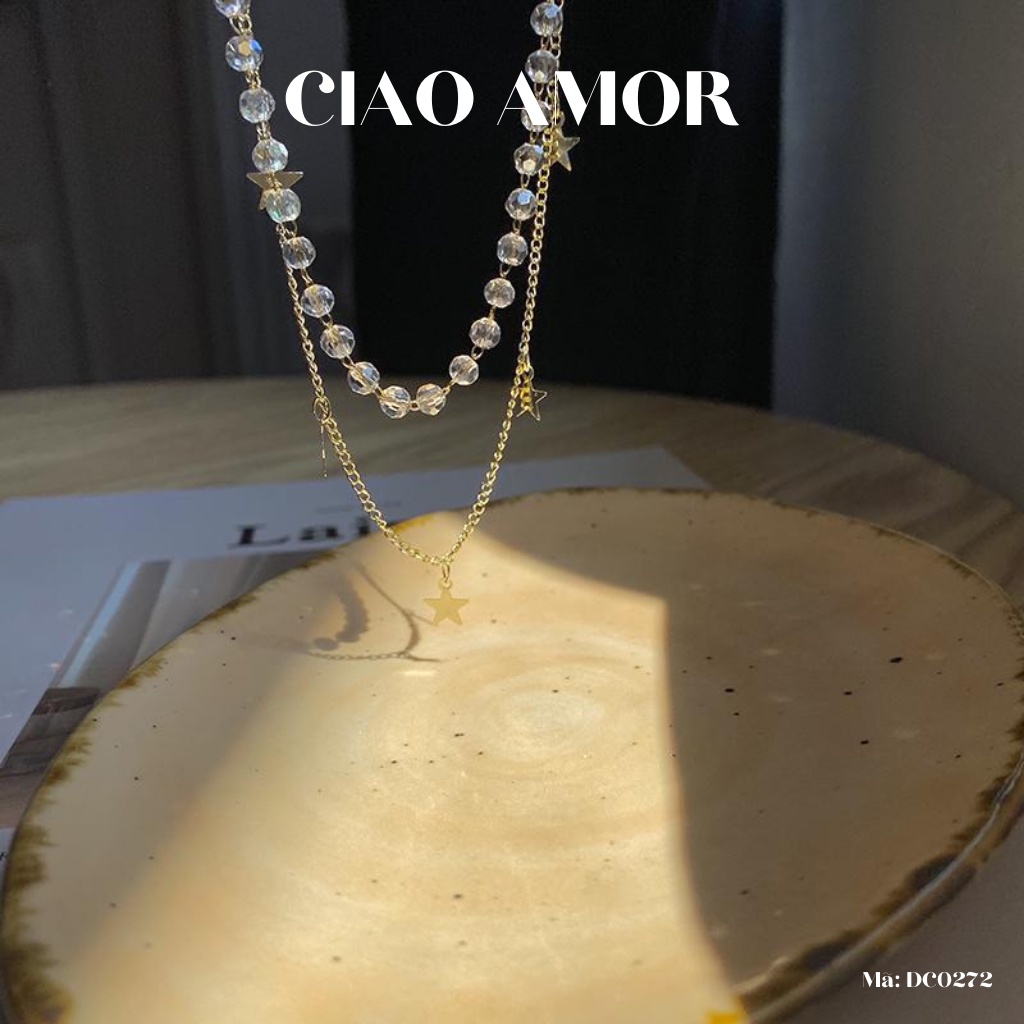 Dây chuyền nữ, Vòng cổ nữ 2 dây lấp lánh ngôi sao dự tiệc Trang sức Ciao Amor - DC0272