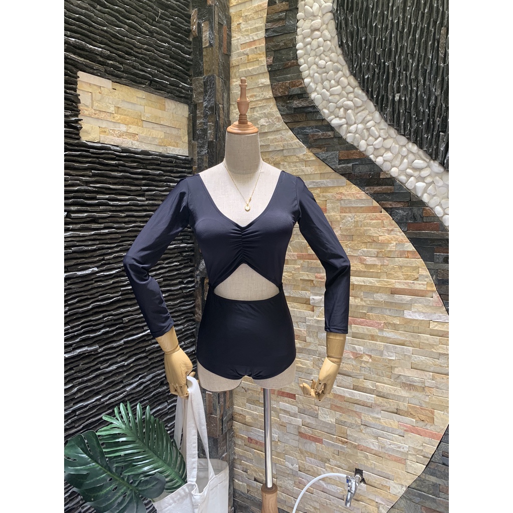 Bikini liền thân tay dài nhún ngực