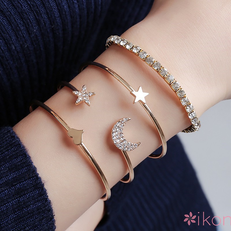 Set 4 vòng tay đính đá thời trang dành cho nữ