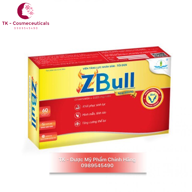 Viên Uống Tăng Lực Nhân Sâm, Tỏi Đen ZBULL, Giúp Bồi Bổ Sức Khỏe, Giảm Căng Thẳng, Mệt Mỏi - Hộp 60 Viên