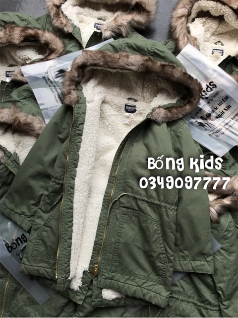 Áo Parka Bé Gái Lót Cừu Rêu Óhkosh