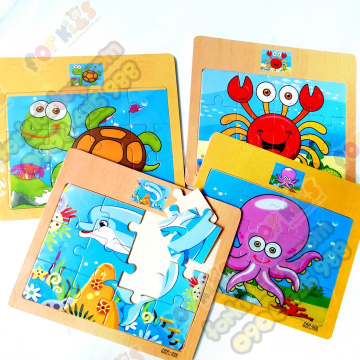 Combo 10 tranh puzzle 12 mảnh giúp bé rèn luyện tư duy