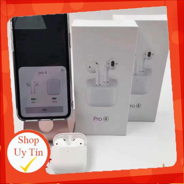 [Khuyến Mại] Tai Nghe Airpods Pro 4 Bluetooth 5.0 Phiên Bản Mini Cao Cấp, Đổi Tên, Định Vị, Có Pop up