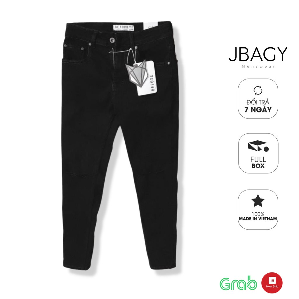 Quần jean nam đen rách gối dáng Skinny, quần bò đen trơn Classic thời trang JBAGY