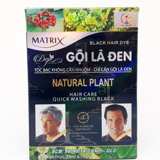 1 gói dầu gội nhuộm tóc - gội là đen matrix 25g