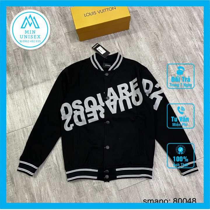 Áo Khoác Bomber DSQ Hai Lớp Dày Dặn Phối Đồ Nam Cực Đẹp