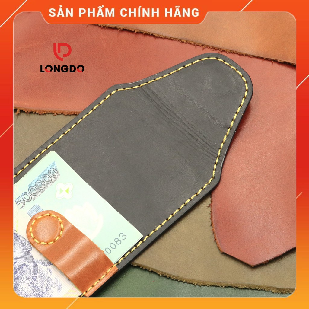 Ví sen 5, bóp nam mini da bò thật - Bảo hành 5 năm - Hàng chính hãng thương hiệu Longdo Leather