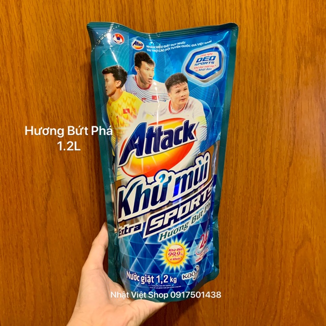 Nước giặt Attack Khử Mùi Extra Sports 1.2L