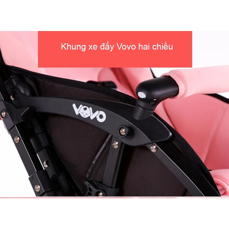 Xe Đẩy Vovo 2 Chiều 3 TƯ THẾ Gấp Gọn Nhập khẩu Chính Hãng