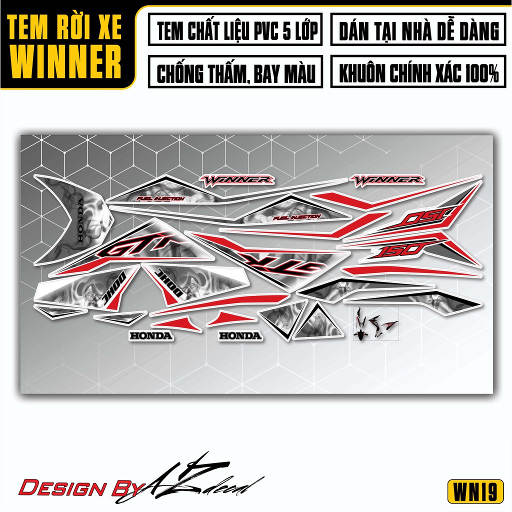 [New] Tem Xe Winner 150 Mẫu GTR Vân Khói |2WN19| Tem Rời Xe Máy Chống Nước, Chống Bay Màu