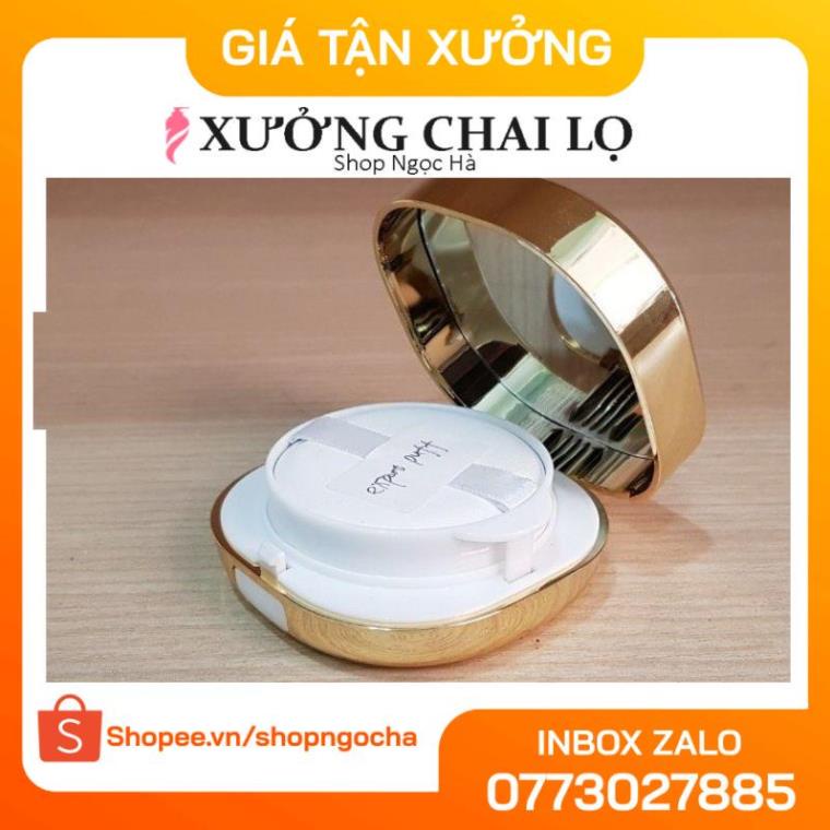 Hộp Phấn Cushion Viền Vàng,Hồng 15g chiết mỹ phẩm , phụ kiện du lịch