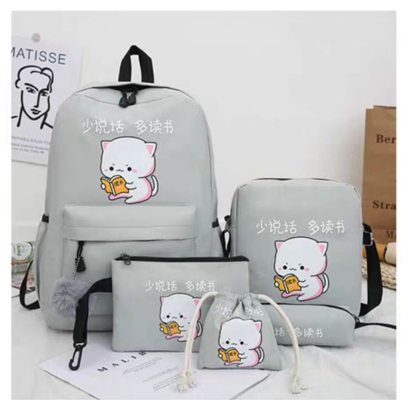 Set Balo 4 In 1 Vải Kaki Dày Dặn Có Thể Mang Đi Học, Đi Chơi