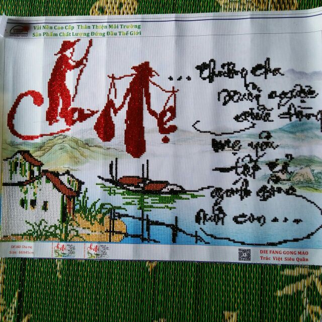 Tranh đính đá thành phẩm Cha mẹ
