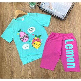 T911/175(20kg_45kg) đồ bộ quần áo lửng bé gái size đại . Chất cotton 4 chiều mịn đẹp..