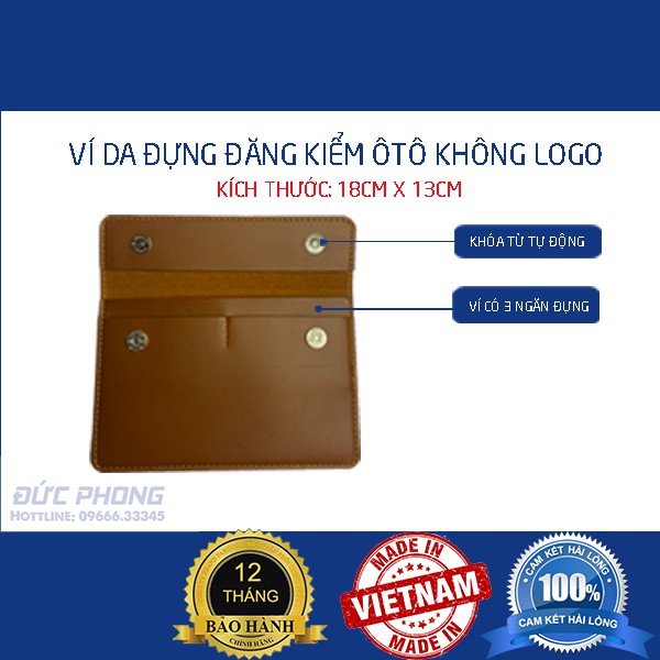 Ví da đựng đăng kiểm, giấy tờ ô tô cao cấp - Bóp đựng giấy tờ xe hơ khôngi có logo  Bảo Hành 12T