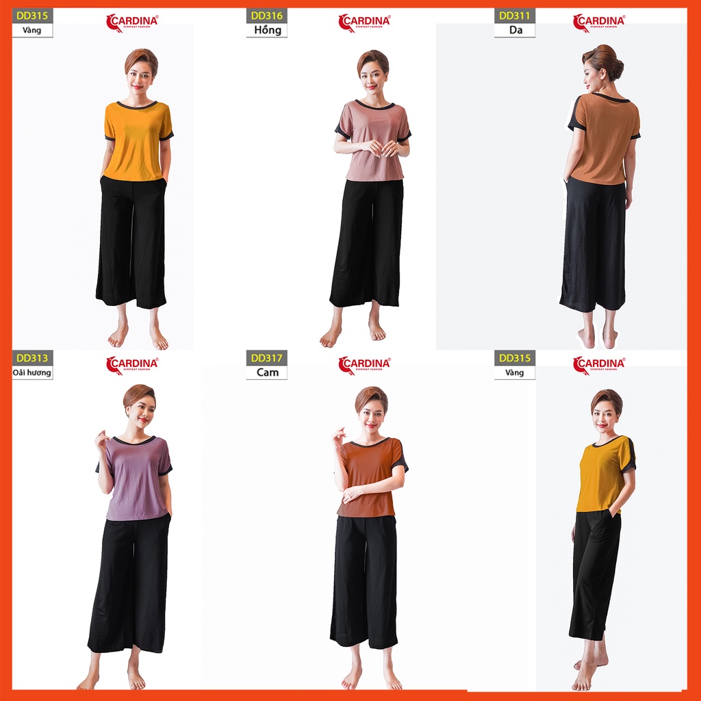 Đồ bộ nữ CARDINA chất cotton Nhật cao cấp ống sớ dài áo viền né mềm mại thoáng mát DD3.