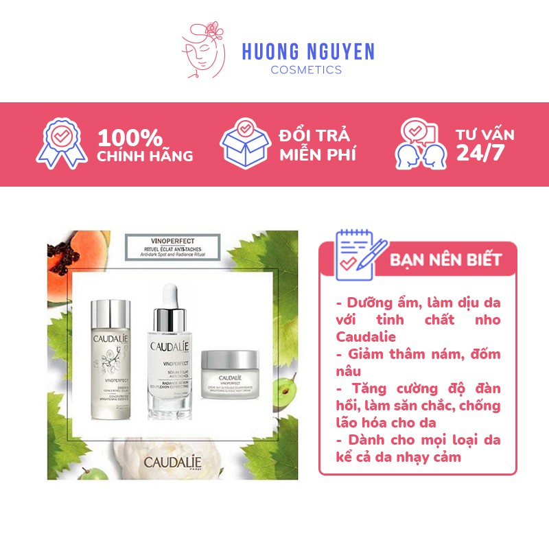 Bộ 3 Sản Phẩm Dưỡng Da Caudalie Vinoperfect Anti-dark Spot And Radiance Ritual