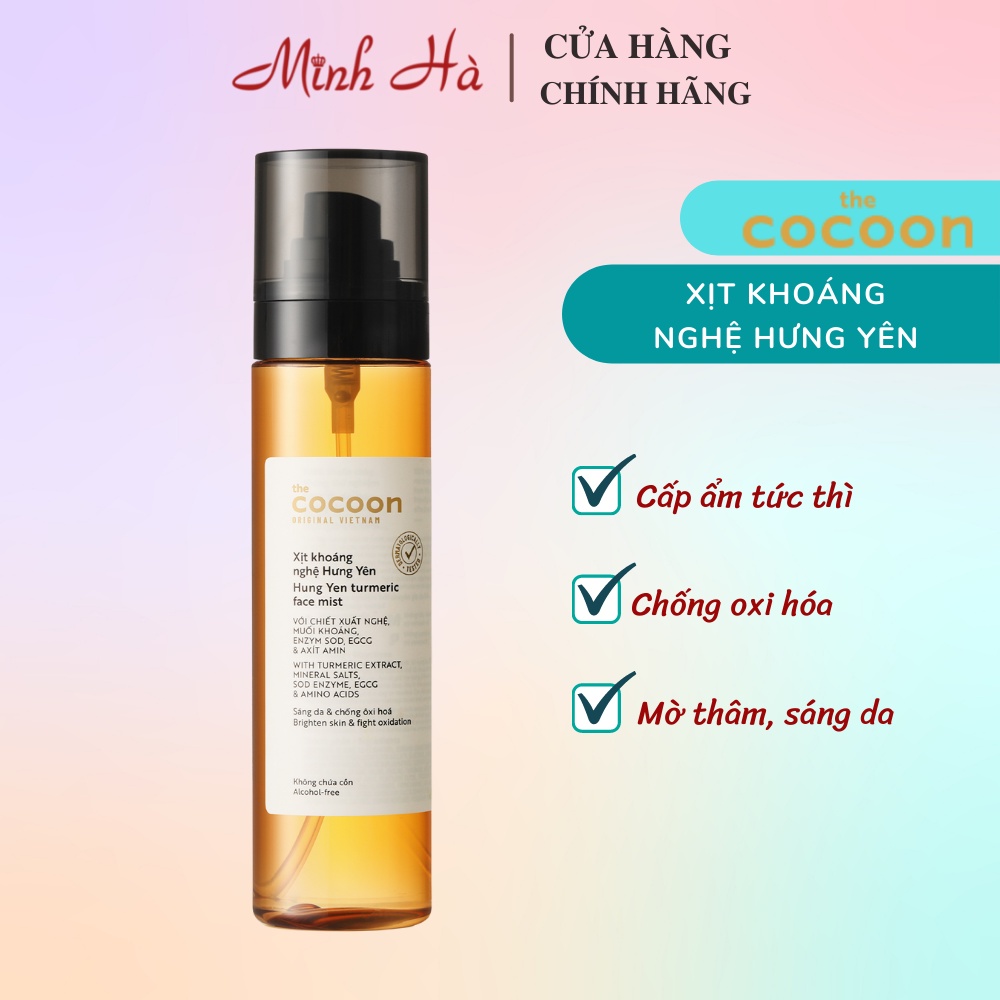 Xịt khoáng Nghệ Hưng Yên Cocoon 130ml giúp làm sáng da, mờ vết thâm