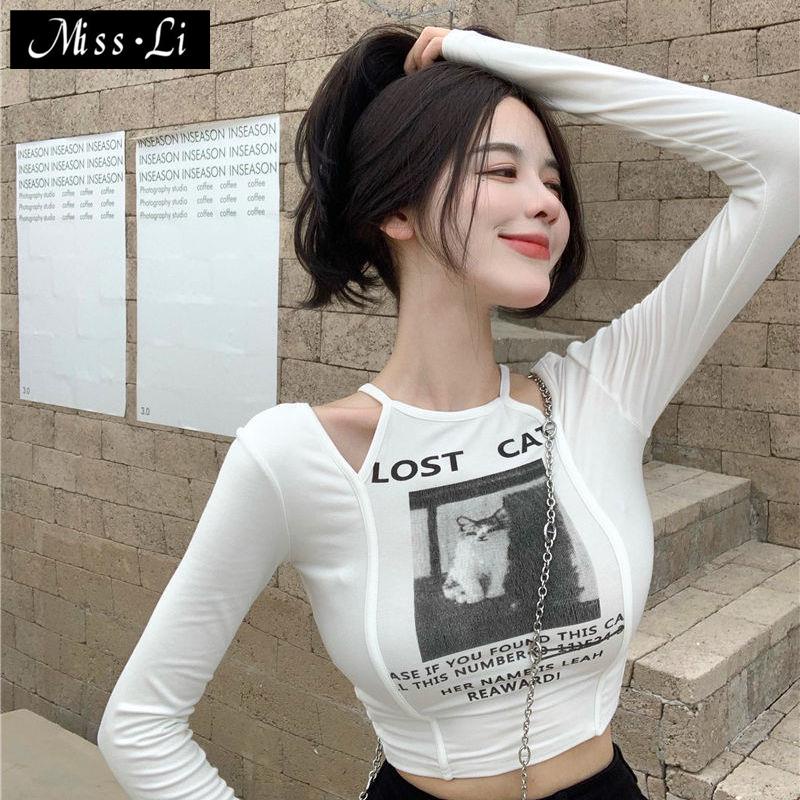 Áo Thun Tay Ngắn Dáng Ôm In Họa Tiết Thời Trang Mùa Thu Mới Cho Nữ