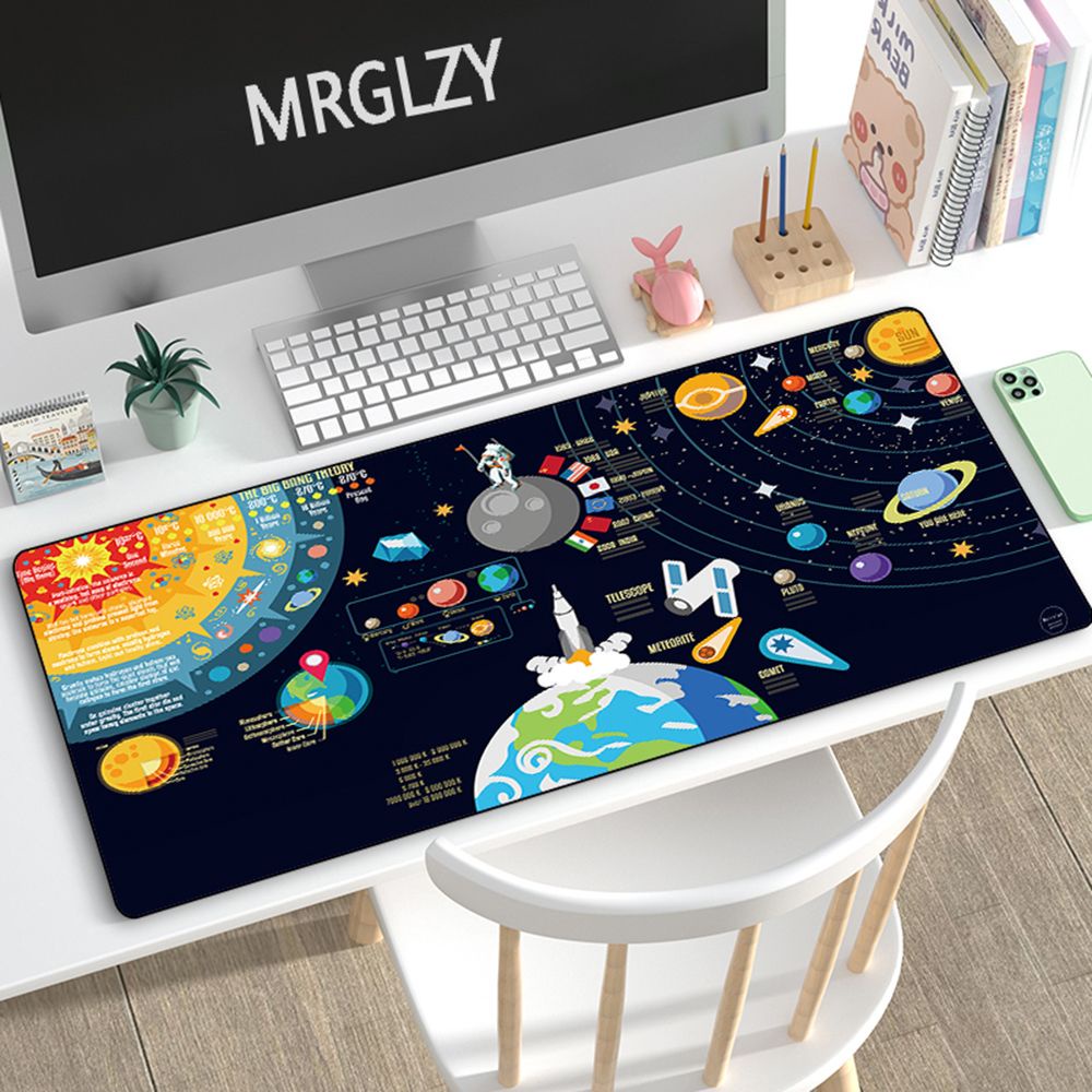 Tấm lót chuột và bàn phím chơi game họa tiết phi hành gia viền cao su cỡ 800x400mm