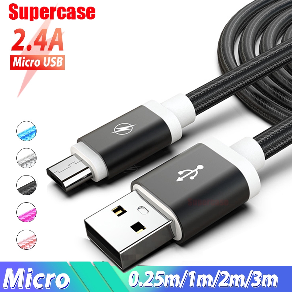 Dây cáp sạc dự phòng Micro USB 25cm 1M 2M 3M dành cho Android Xiaomi Redmi Note 6 5 Pro