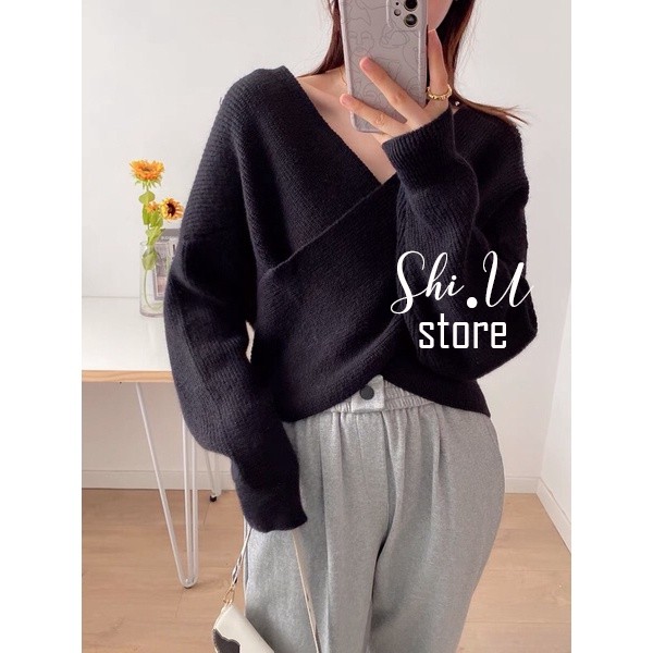 Áo Len Nữ Dài Tay Cổ V Vạt Chéo Sang Chảnh Chất Len Dày Dặn Ulzzang | BigBuy360 - bigbuy360.vn