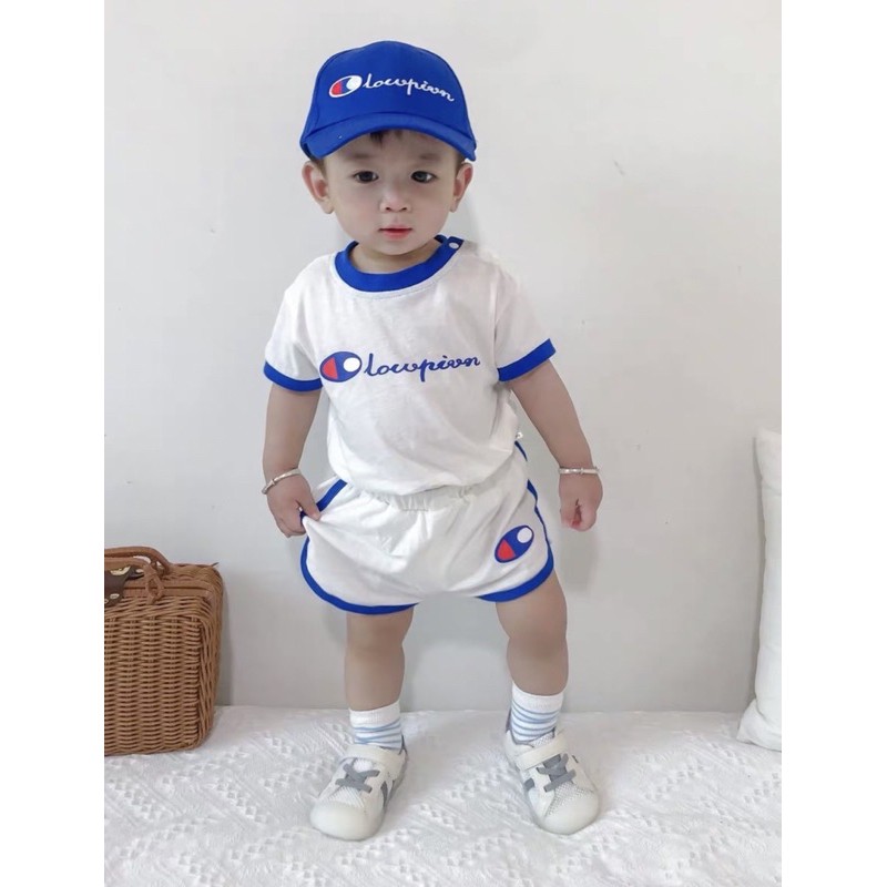 SALE!! BỘ ĐÙI THỂ THAO TRẮNG XANH CHẤT COTTON 100% hàng MINKY MOM (SP001460 )