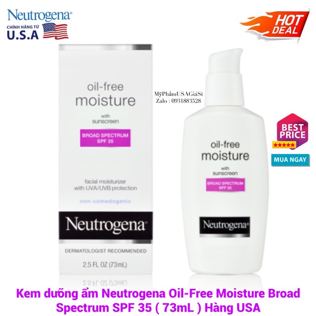 Kem dưỡng ẩm Neutrogena Oil-Free Moisture Broad Spectrum SPF 35 ( 73mL ) Hàng Mỹ