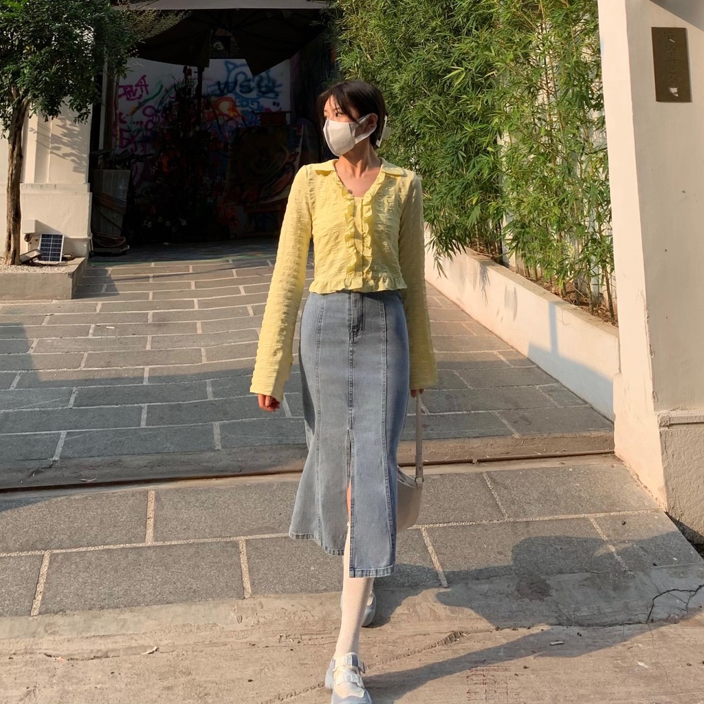 Chân Váy Đuôi Cá Lưng Cao Phong Cách Vintage | BigBuy360 - bigbuy360.vn