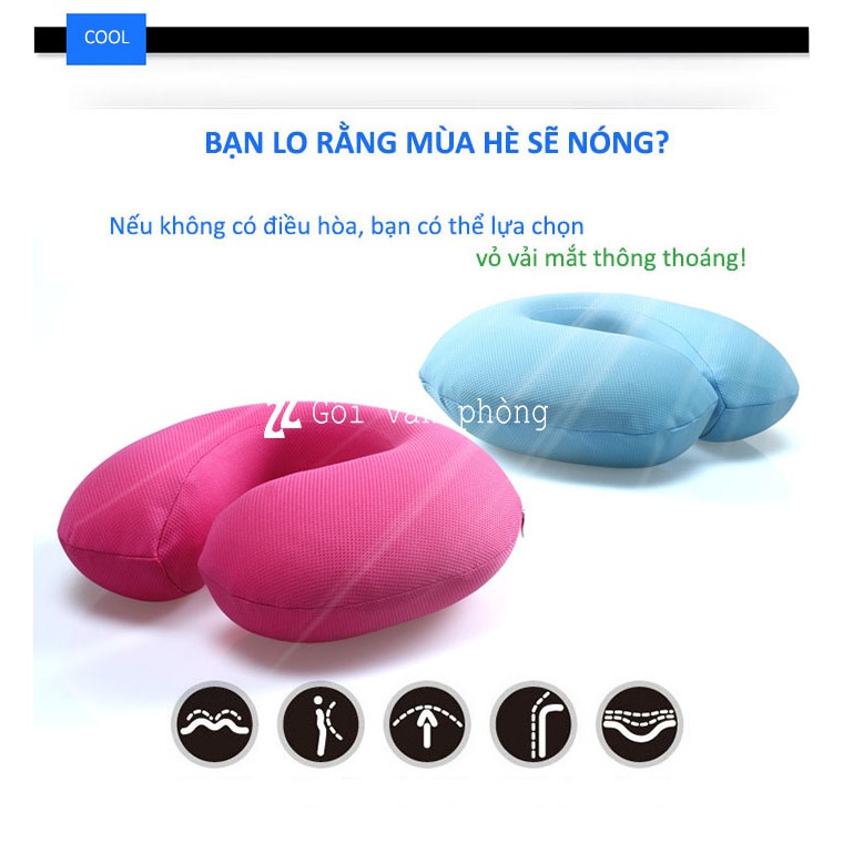 Gối Kê Cổ Du Lịch Chữ U Cao Su Non Cao Cấp ZURI PILLOW GLC-06 Vỏ Vải Thoáng Mát