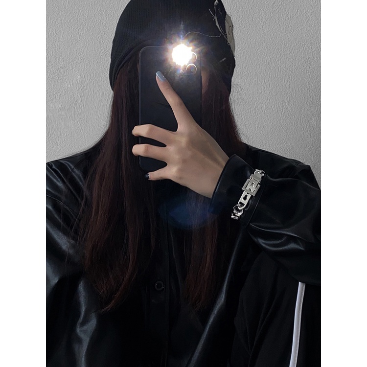 Vòng tay kim loại 19617 đơn giản phong cách punk hiphop thường ngày cho cặp đôi