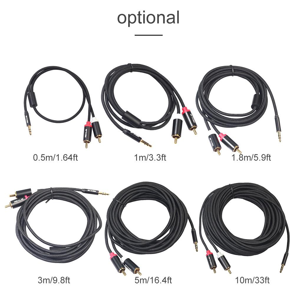 Cáp REDKEE gắn loa tại rạp hát bằng dây bện AUX chuyển đổi từ jack cắm 3.5mm sang 2 RCA