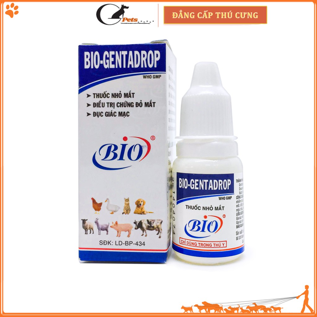 Chai nhỏ mắt Bio - Gentadrop 10ml cho chó mèo bị đau mắt, viêm kết mạc, viêm giác mạc