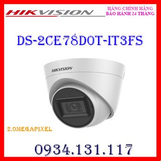 Camera dome 4 in 1 hồng ngoại 2.0 megapixel hikvision ds-2ce78d0t-it3fs