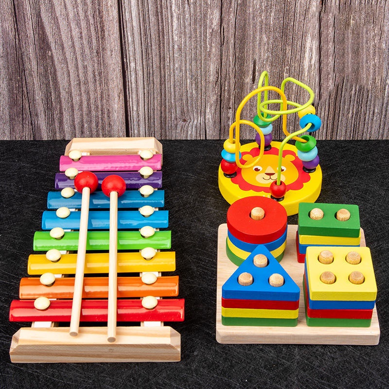 Đồ chơi gỗ thông minh phát triển tư duy cho bé - Combo đồ chơi gỗ phát triển trí tuệ 6 món cho bé