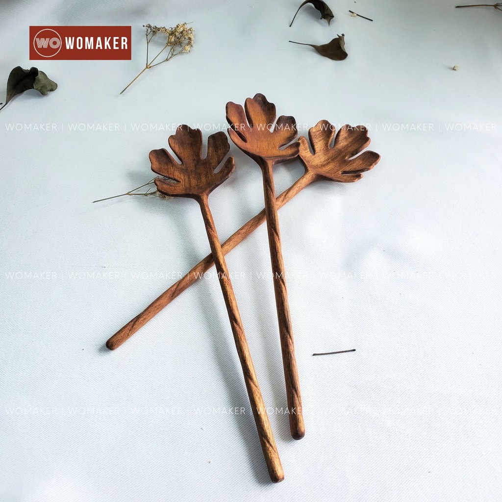 Muỗng Gỗ Xuất Khẩu Việt Nam Handmade - Thì Gỗ Gõ Đỏ Decor Trang Trí - Chụp Ảnh Sản Phẩm