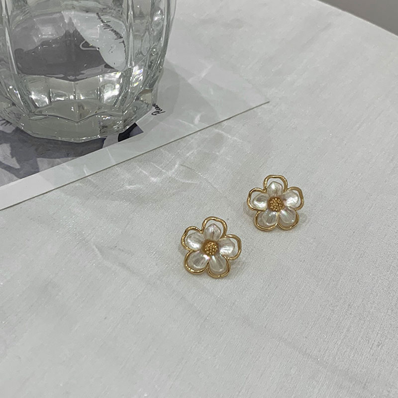 Đôi Bông Tai Mạ Bạc 925 Hình Cánh Hoa Vỏ Sò Thời Trang Cho Nữ